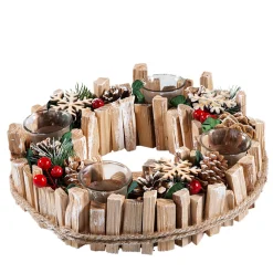 Adventskranz Mit Roten Beeren Und Zapfen