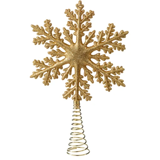 Baumspitze Schneeflocke Mit Glimmer, Gold