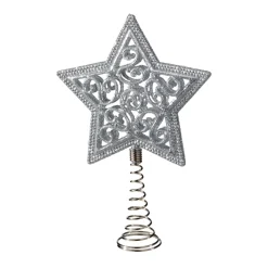 Baumspitze Stern Mit Glimmer, Silber