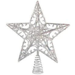 Baumspitze Stern Mit Glimmer, Silber