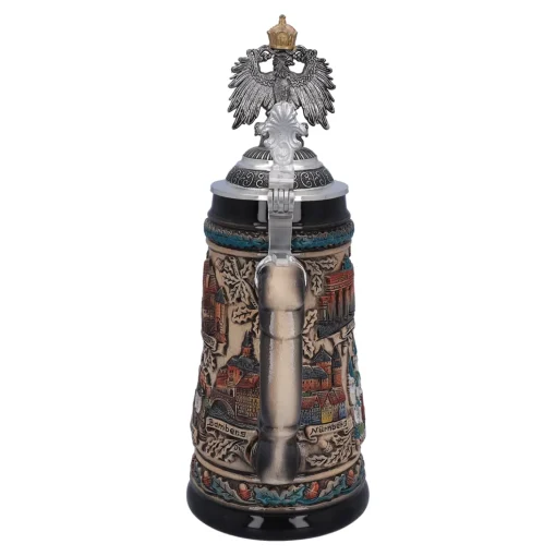 Bierkrug Mit Zinnadler "Deutschland", Bunt-Natur, 0,5 Liter