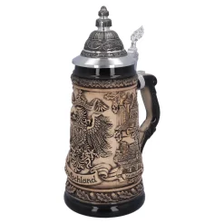 Bierkrug Mit Zinndeckel "Deutschland", Natur, 0,5L