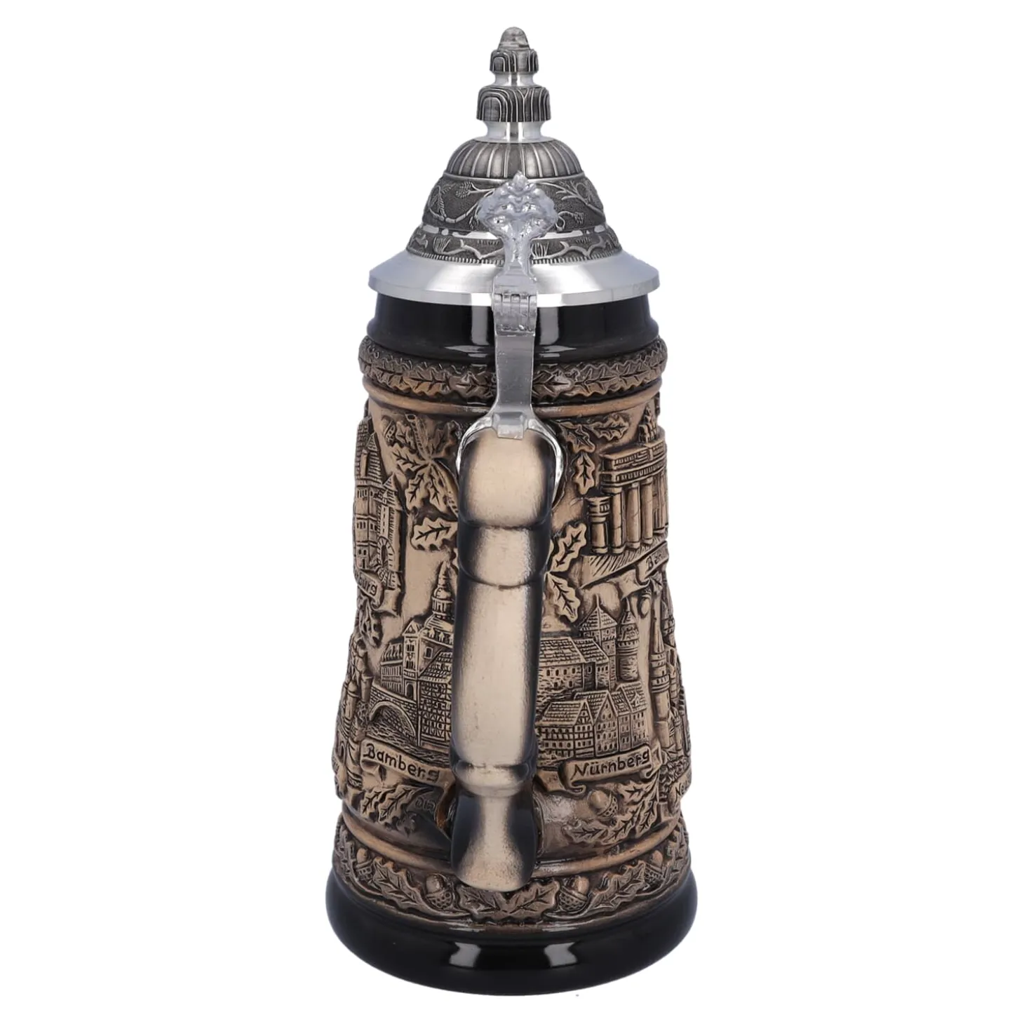 Bierkrug Mit Zinndeckel "Deutschland", Natur, 0,5L