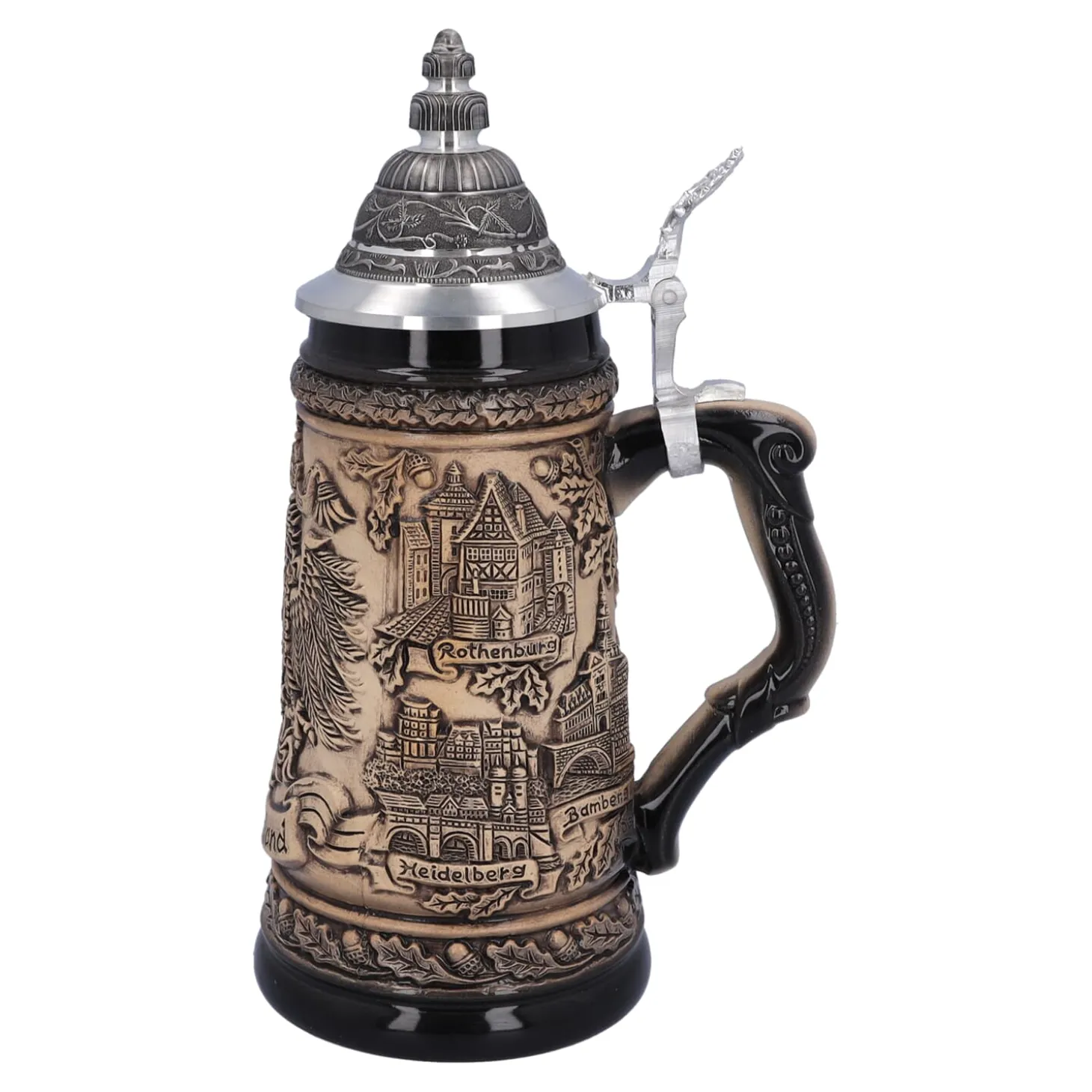 Bierkrug Mit Zinndeckel "Deutschland", Natur, 0,5L