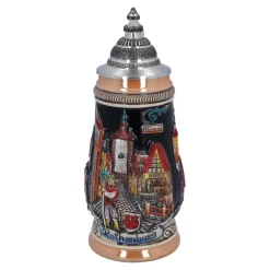 Bierkrug Mit Zinndeckel "Rothenburg", Schwarz, 0,25L
