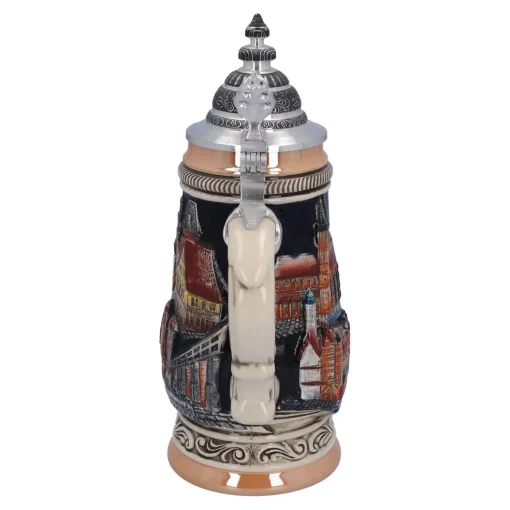 Bierkrug Mit Zinndeckel "Rothenburg", Schwarz, 0,25L