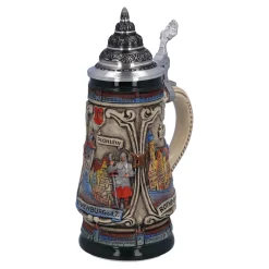 Bierkrug Mit Zinndeckel "Rothenburg Mit Ritter", 0,25L