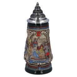 Bierkrug Mit Zinndeckel "Rothenburg Mit Ritter", 0,25L