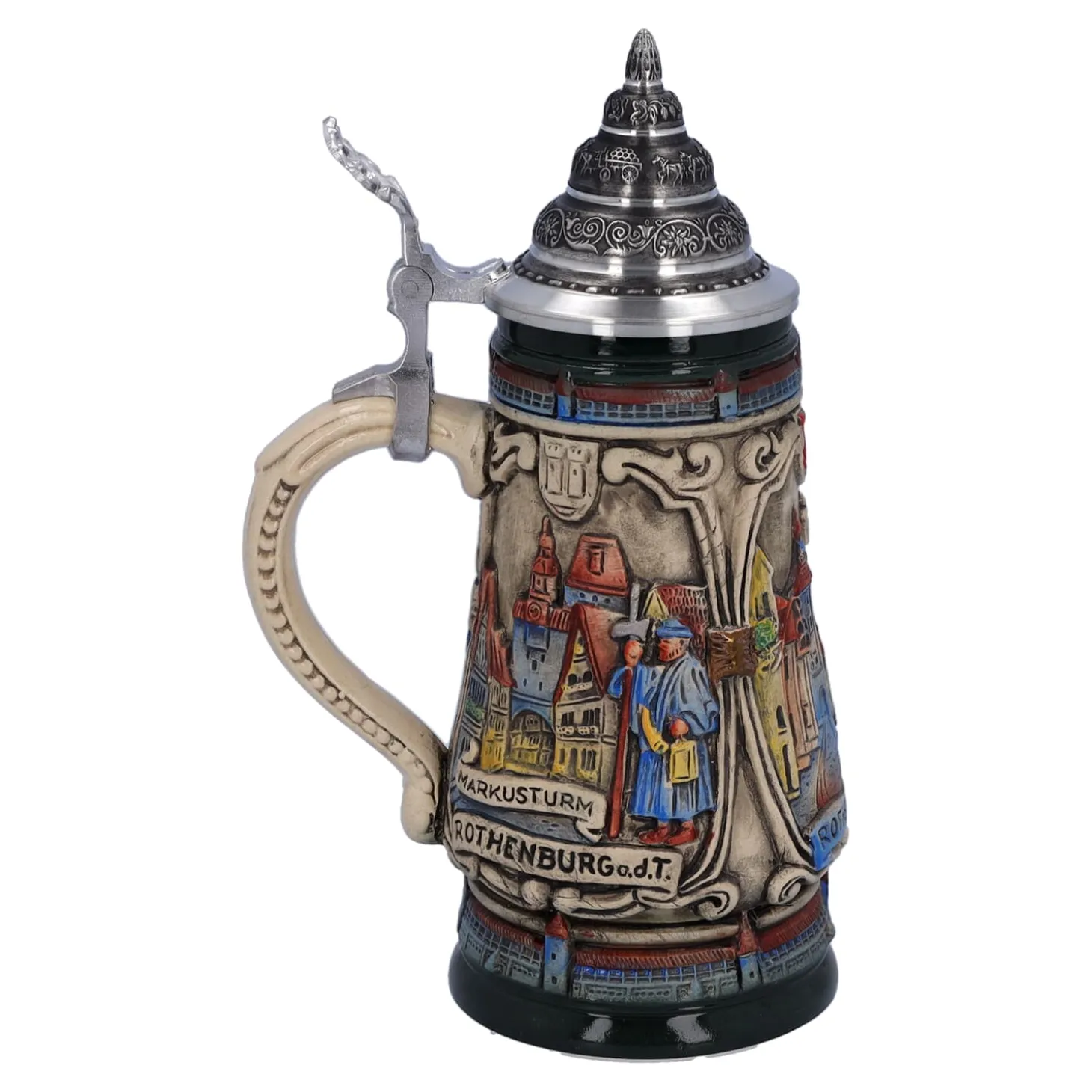 Bierkrug Mit Zinndeckel "Rothenburg Mit Ritter", 0,25L