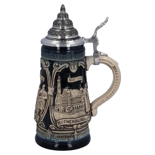 Bierkrug Mit Zinndeckel "Rothenburg Mit Ritter", 0,25L