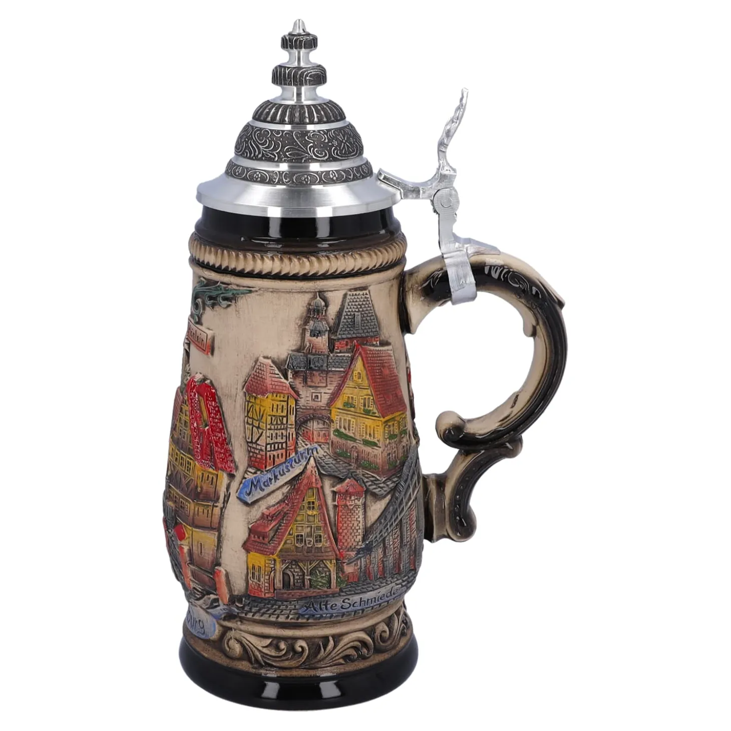 Bierkrug Mit Zinndeckel "Rothenburg", Natur, 0,5L