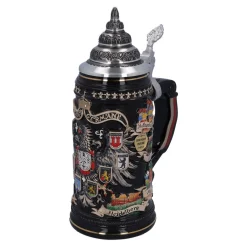 Bierkrug Mit Zinndeckel "Stadtwappen", Gold, 0,4L