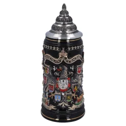 Bierkrug Mit Zinndeckel "Stadtwappen", Gold, 0,4L