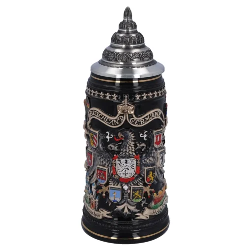 Bierkrug Mit Zinndeckel "Stadtwappen", Gold, 0,4L