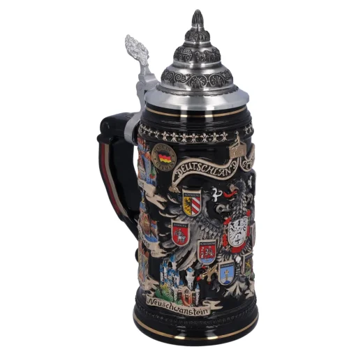 Bierkrug Mit Zinndeckel "Stadtwappen", Gold, 0,4L