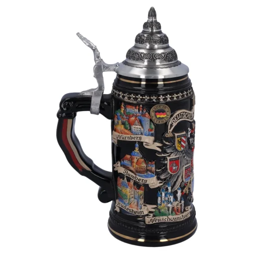 Bierkrug Mit Zinndeckel "Stadtwappen", Gold, 0,4L