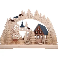 3-D Schwibbögen "Holzfallerhaus", 230V Mit Usb A-Anschluss
