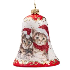 Glasglocke Weis Katzenweihnacht