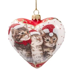 Glasherz Weis Katzenweihnacht