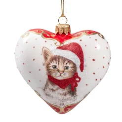 Glasherz Weis Katzenweihnacht