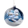Glaskugel Blau Winterlandschaft, 10 Cm