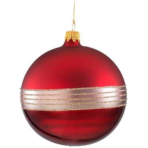 Glaskugel Bordeaux Matt Mit Glitterband, 10Cm