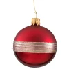 Glaskugel Bordeaux Matt/Lack Mit Glitterband, 6Cm