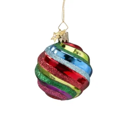 Glaskugel Bunt Mit Spiraldekor, 6 Cm