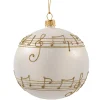 Glaskugel Cremefarben Mit Notenband, 10 Cm
