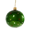 Glaskugel Grun Mit Bunten Punkten, 7 Cm