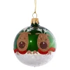 Glaskugel Grun Mit Rentieren, 7 Cm