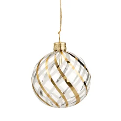 Glaskugel Klar Mit Gold-Weisem Netzdekor, 6 Cm