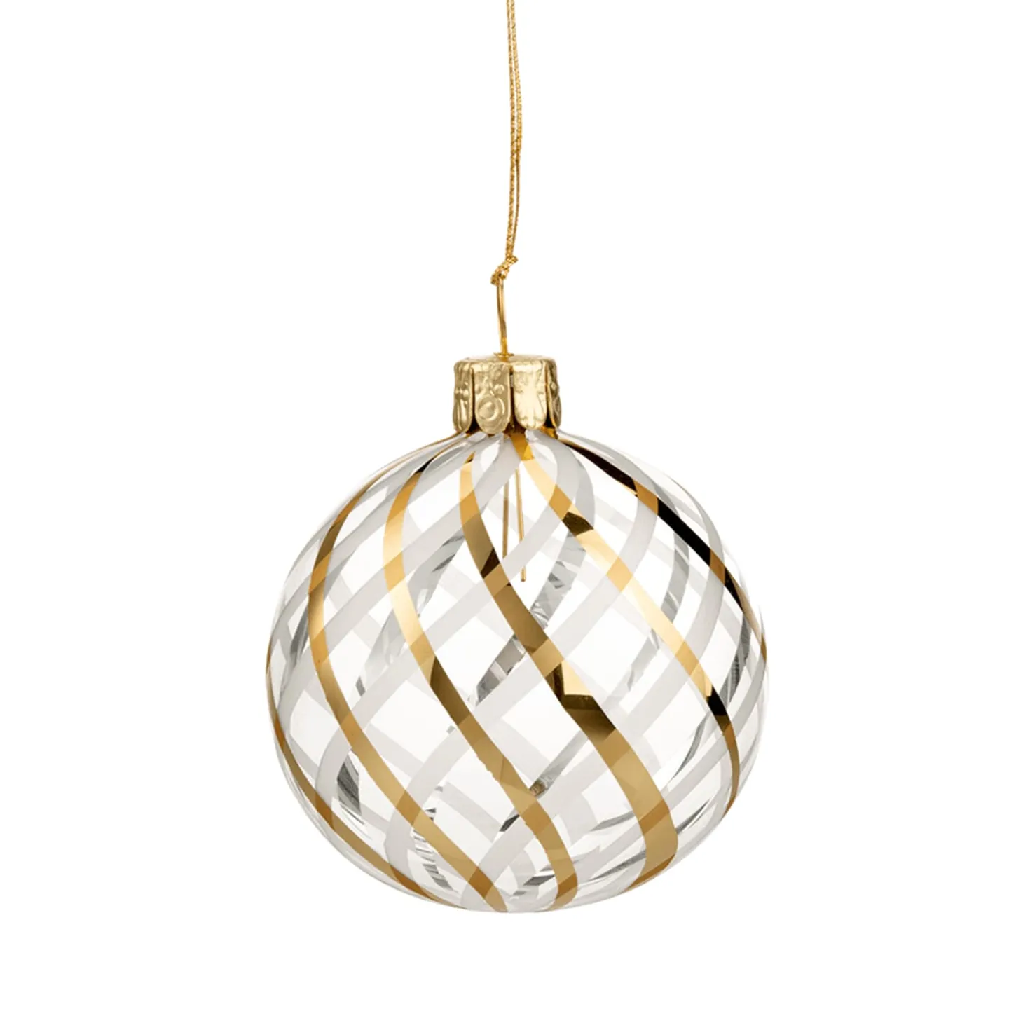 Glaskugel Klar Mit Gold-Weisem Netzdekor, 6 Cm