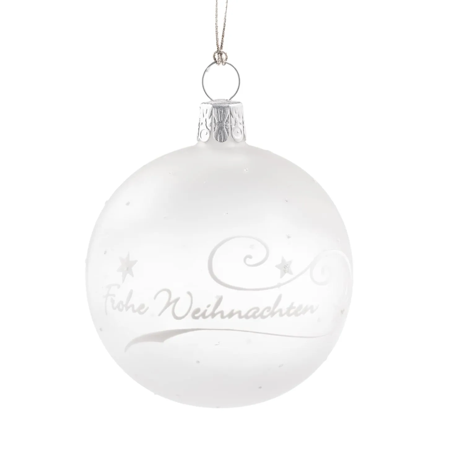 Glaskugel Klar/Weis „Frohe Weihnachten", 6 Cm