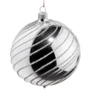 Glaskugel Silber Mit Silber Spiraldekor, 10 Cm