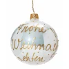 Glaskugel Weis "Frohe Weihnachten", 8 Cm