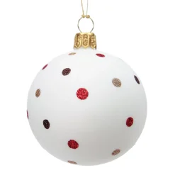 Glaskugel Weis Matt Mit Glitzerpunkten, 6 Cm