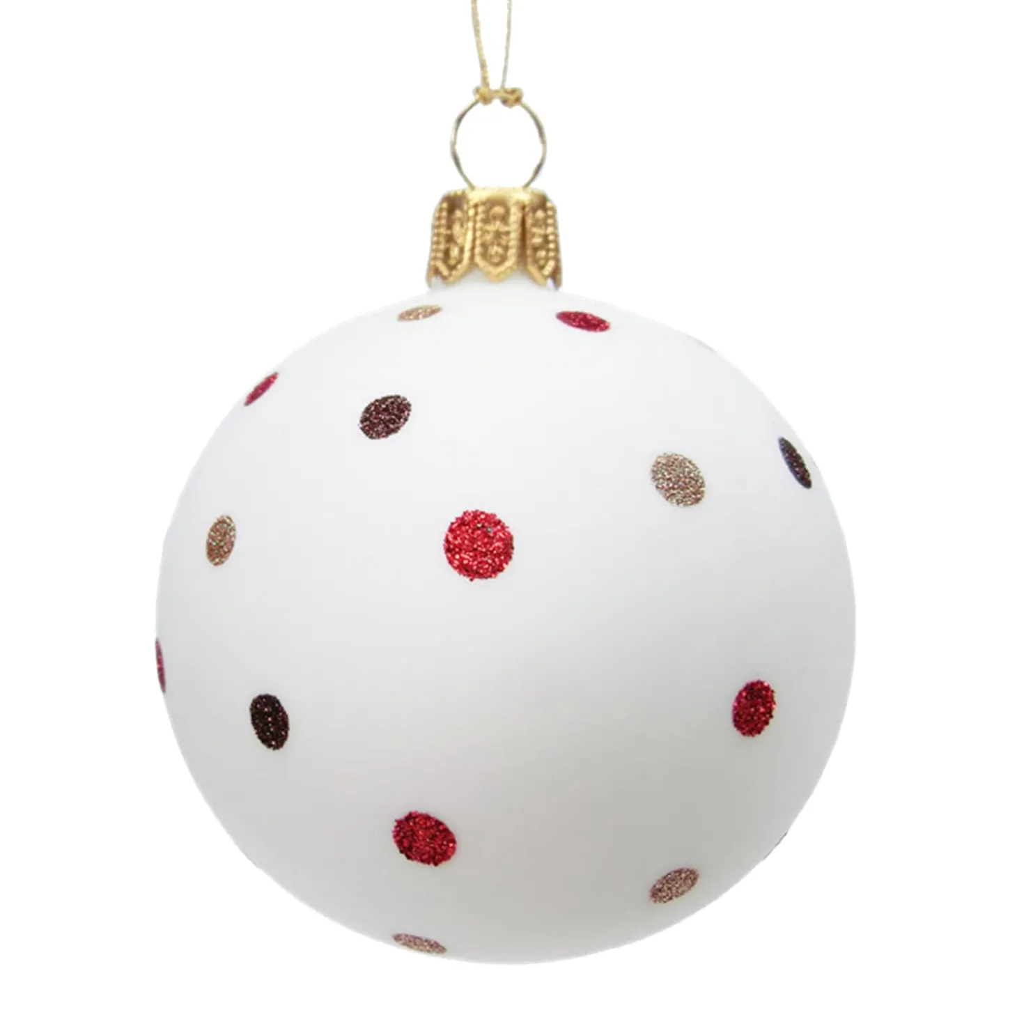 Glaskugel Weis Matt Mit Glitzerpunkten, 6 Cm