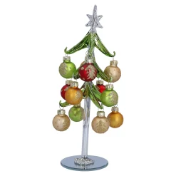 Gruner Glasbaum Mit Bunten Kugeln, 23Cm