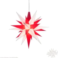 Herrnhuter Papierstern, Weis/Rot, 40Cm