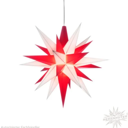 Herrnhuter Papierstern, Weis/Rot, 40Cm