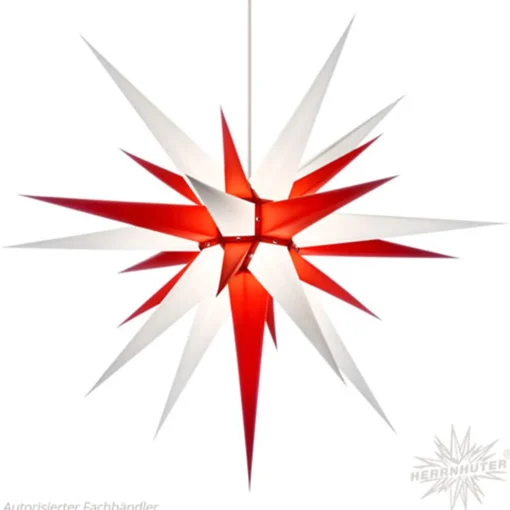 Herrnhuter Papierstern, Weis/Rot, 80Cm