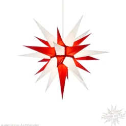 Herrnhuter Papierstern, Weis/Rot, 60Cm