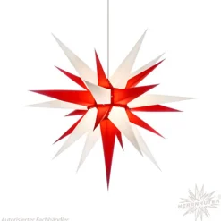Herrnhuter Papierstern, Weis/Rot, 70Cm
