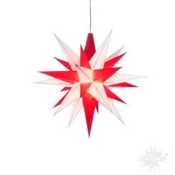 Herrnhuter Stern Weis/Rot, 13Cm, Kunststoff