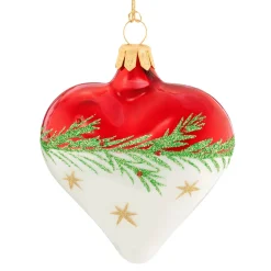 Herz Rot-Weis Mit Zweig Und Sternchen