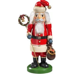 Holzknackl "Weihnachtsmann Mit Kranz", 25Cm