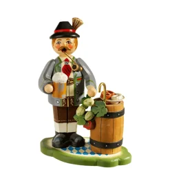 Holzknoddl "Bayer Mit Bierfass", Rauchermannchen
