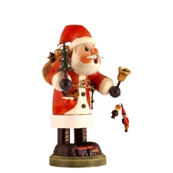 Holzknoddl "Weihnachtsmann Mit Glocke", Rauchermannchen