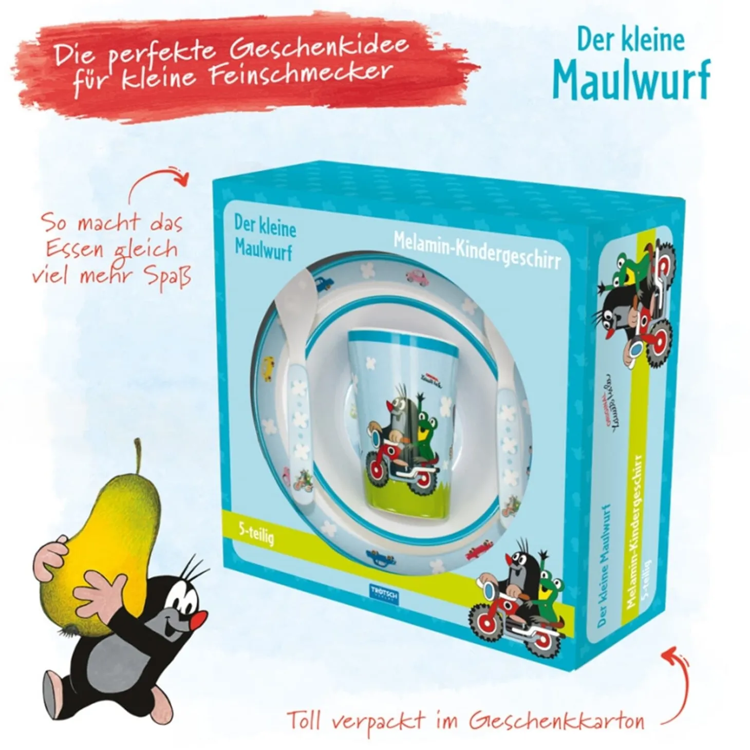Kindergeschirr-Set "Der Kleine Maulwurf" Auf Motorrad